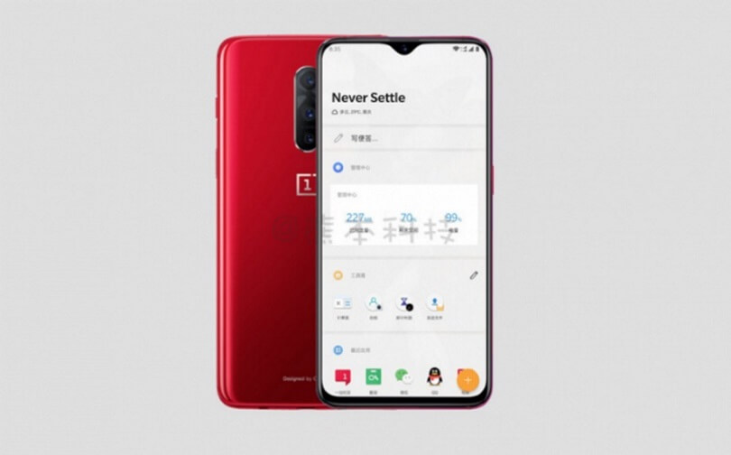 OnePlus 6T render shows a triple-camera setup and waterdrop notch